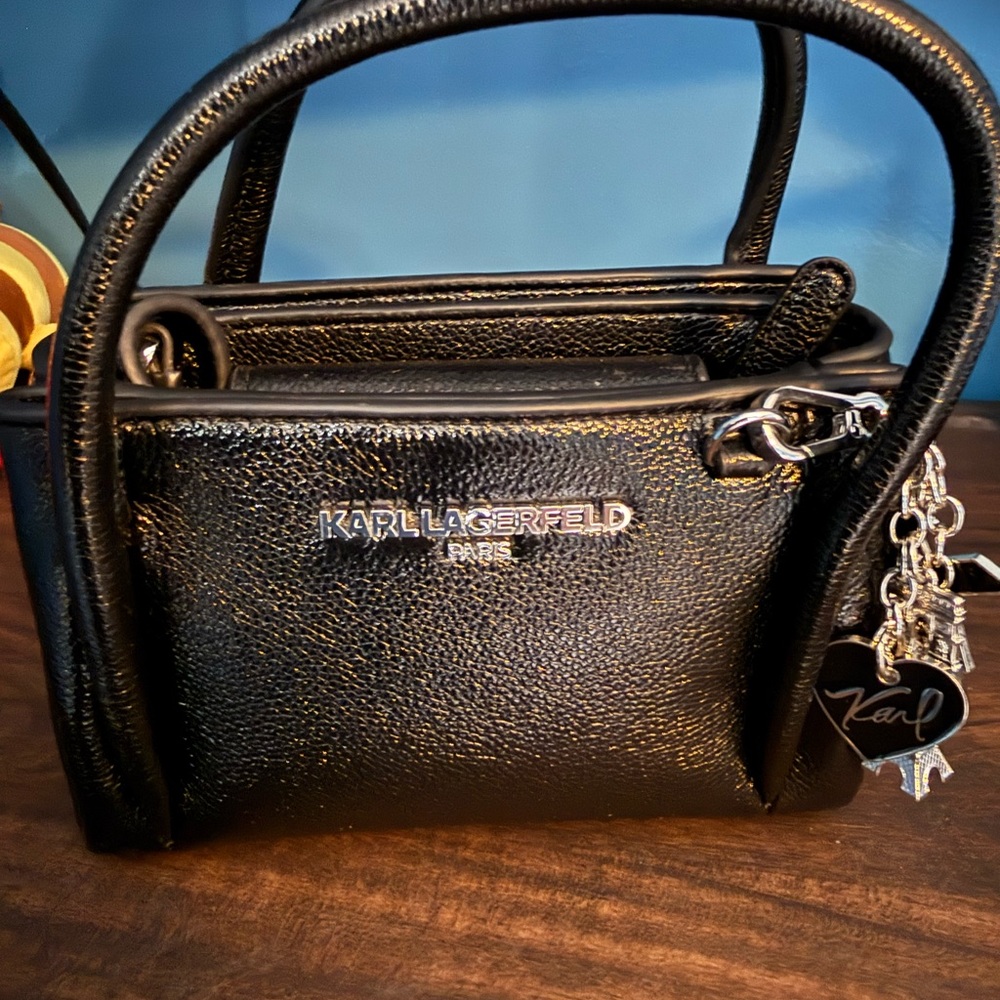 Karl Lagerfeld Black Mini Tote with Charm